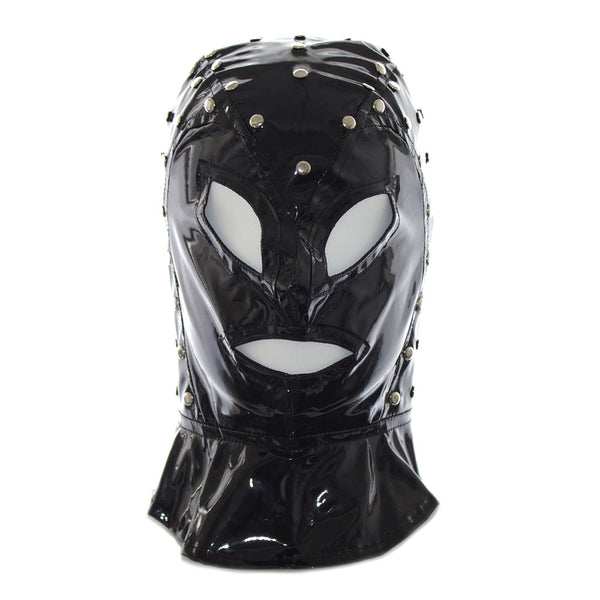 Faux Leather Cover Bondage BDSM Restraints Sex Slave Studs Head Mask-Mask-Happy-Toys