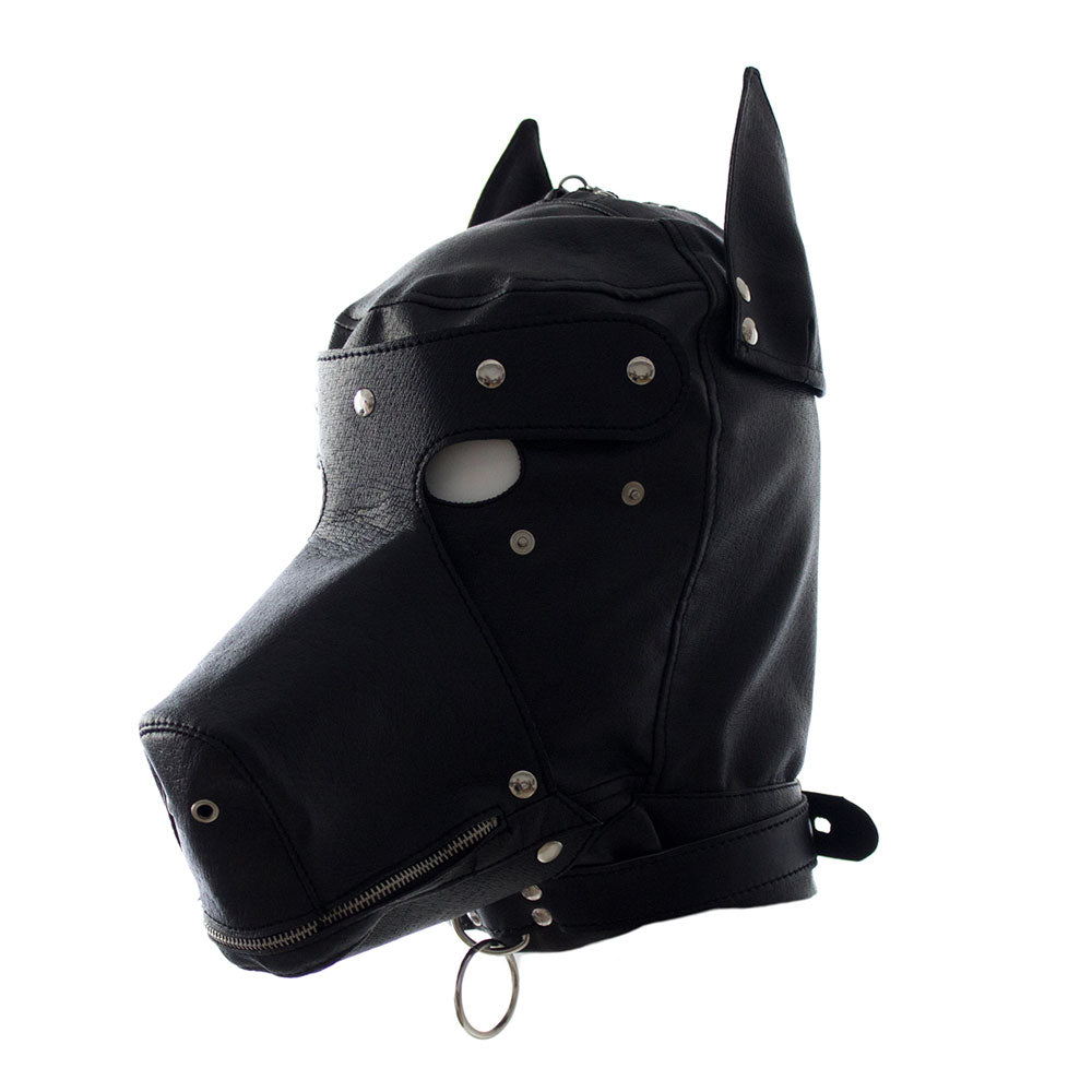 Faux Leather Cover Bondage BDSM Restraints Sex Slave Dog Head Mask-Mask-Happy-Toys