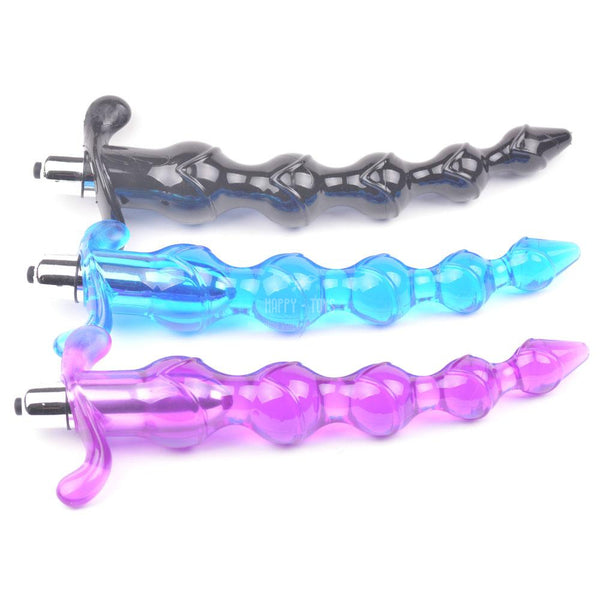 8.6" Vibrating Anal Beads Soft Flexible Anal Dildo Vibrator Sex Toy Waterproof-Anal Beads-Happy-Toys-Black-Happy-Toys