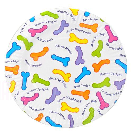 Paper Pecker Party Dishes Willy Penis Cock Plates - Hen Do Party Night Set of 6-Happy-Toys