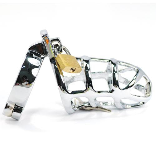 Male Chastity Device Metal Cock Penis Cage Adult Sex Toy Cock Ring Men Gays BDSM-Chastity Device-Happy-Toys-Silver-Happy-Toys