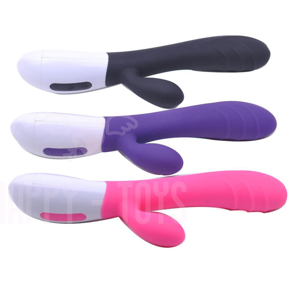 8.1" Rampant Rabbit Vibrator Silicone Twin Speed G-Spot Adult Sex Toy Womens-Happy-Toys