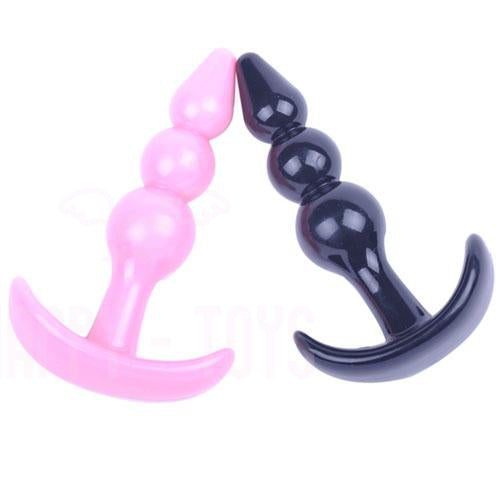 3.8" Rubber Anal Butt Plug Beads G-Spot Massager Dildo Sex Toy Pink Black Gays-Happy-Toys