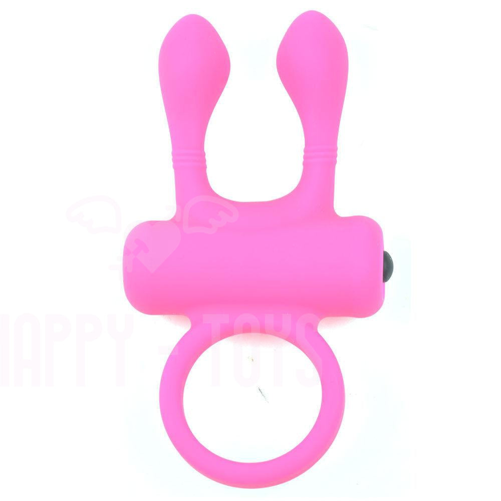 Vibrating Cock Ring Penis Rabbit Stretchy Sex Toy Aid Couples Hard Erection Men-Happy-Toys