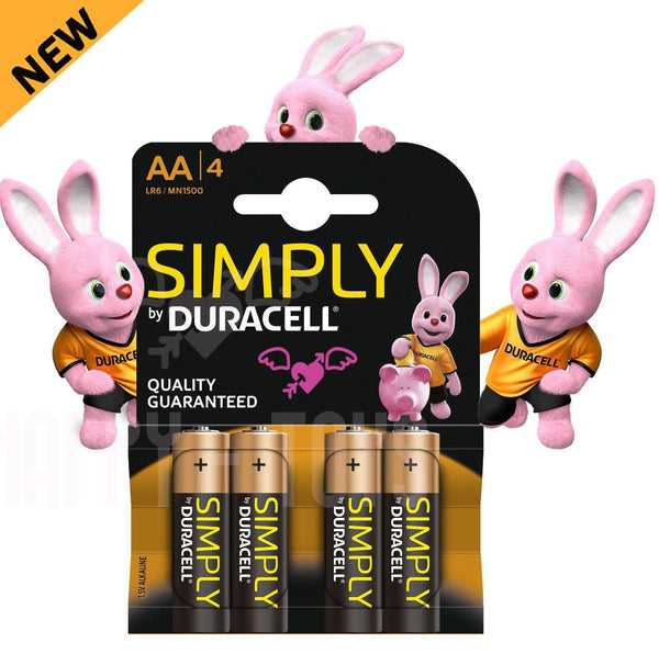 Quality Duracell Simply AA LR6 MN1500 1.5V Battery Pack of 4 Long Lasting Power-Happy-Toys
