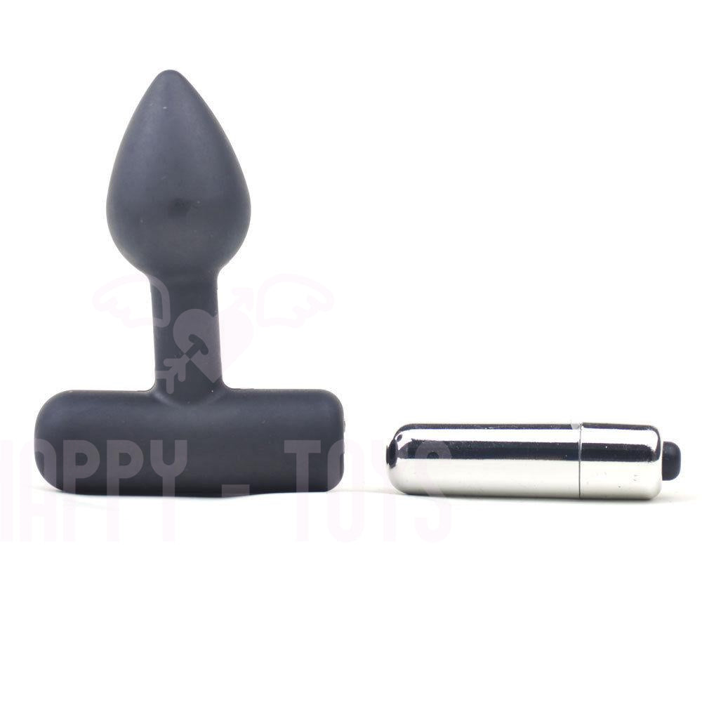2.8" Vibrating Butt Plug Small Silicone Anal Dildo Gay Adult Sex Toy Waterproof-Anal Plug-Happy-Toys-Black-Happy-Toys