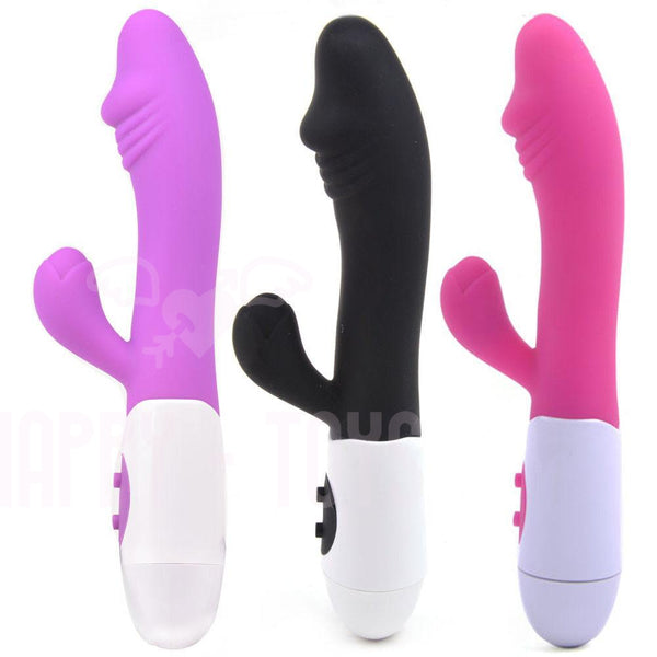 8" Rampant Rabbit Vibrating Dildo Dual Vibrator Multi-Speed Sex Toy Waterproof-Happy-Toys