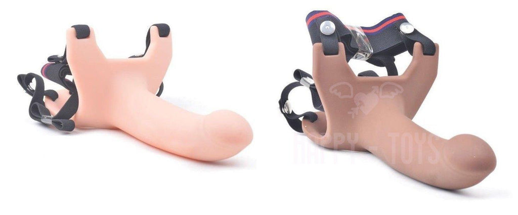 6.7" Single Hollow Strap-On Dildo Realistic Penis Adjustable Sex Toy Waterproof-Happy-Toys