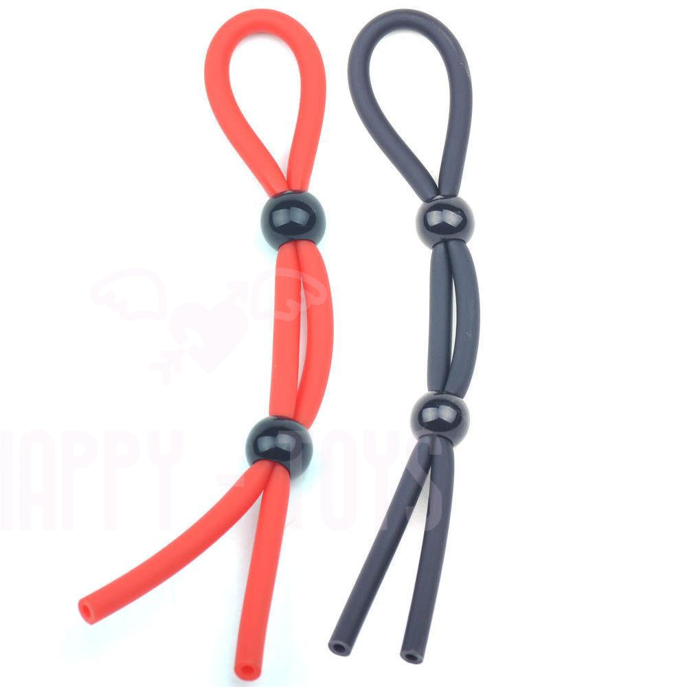Adjustable Cock Ring Mens Dual Tie Couples Penis Rings Male Sex Toy Waterproof-Happy-Toys