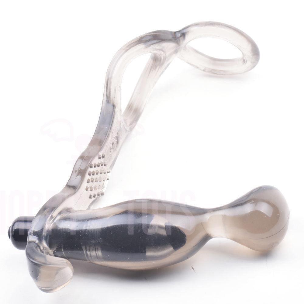 4" Anal Dildo Prostate Massager Butt Plug Vibrator Dual Penis Cock Ring Sex Toy-Happy-Toys