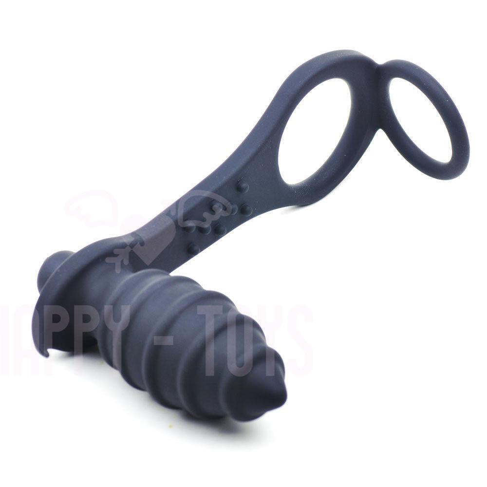 3" Anal Prostate Massager Butt Plug Vibrator Penis Dual Cock Ring Adult Sex Toy-Happy-Toys