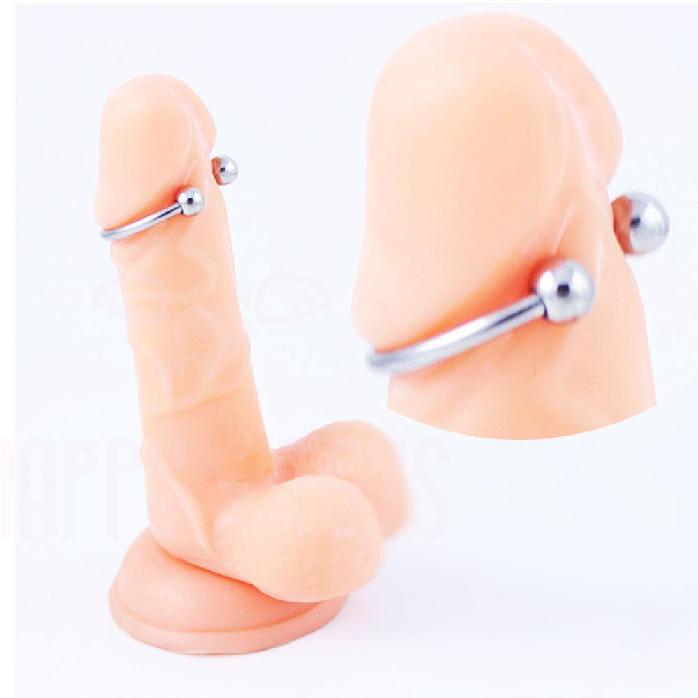 30mm Metal Penis Head Glans Cock Ring 2 Pleasure Balls Bondage Adult Sex Toy-Penis Ring-Happy-Toys-Silver-Happy-Toys