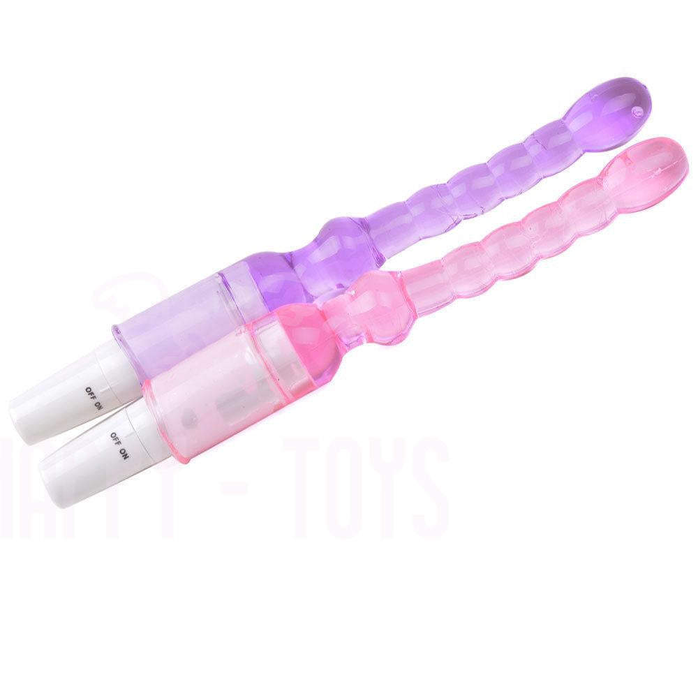10" Vibrating Anal Dildo Beads Vibrator Slimline Butt Plug Sex Toy Waterproof-Happy-Toys