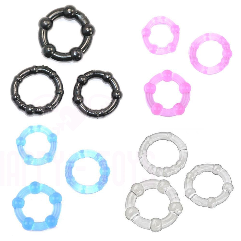 Triple Cock Ring Set Beaded Penis Ring Kit of 3 Couples Adult Sex Toy Waterproof-Penis Ring-Happy-Toys-Happy-Toys