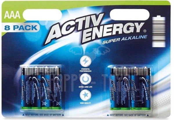 High Quality Activ Energy Super Alkaline AAA LR03 MN2400 1.5V Battery Pack of 8-Happy-Toys